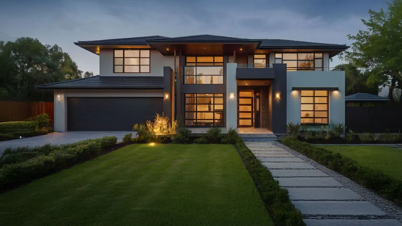 Modern residential property representing real estate and construction growth systems